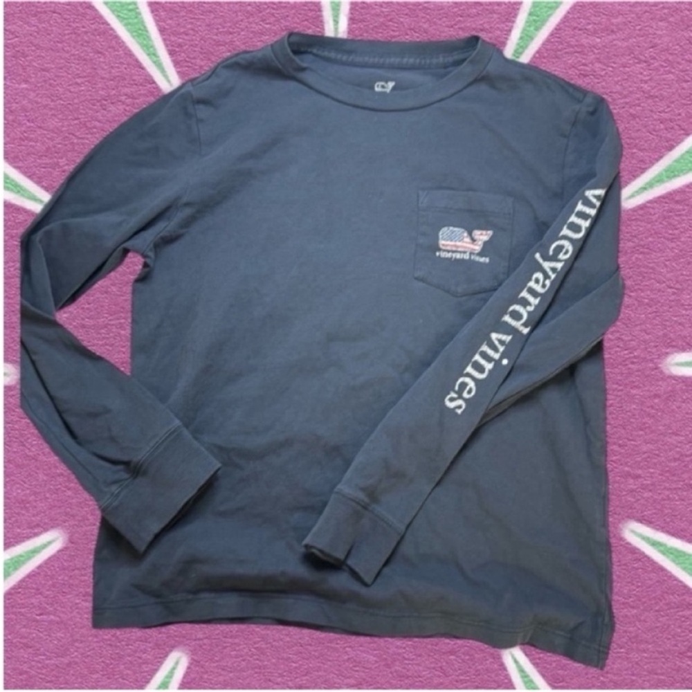 Vineyard Vines Martha’s Vineyard Kids Navy Long Sleeve Tee